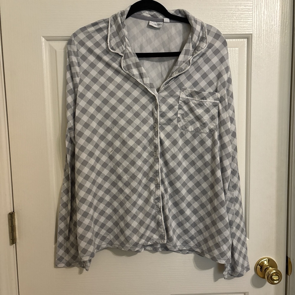 Gray and White Gingham Pajama Set